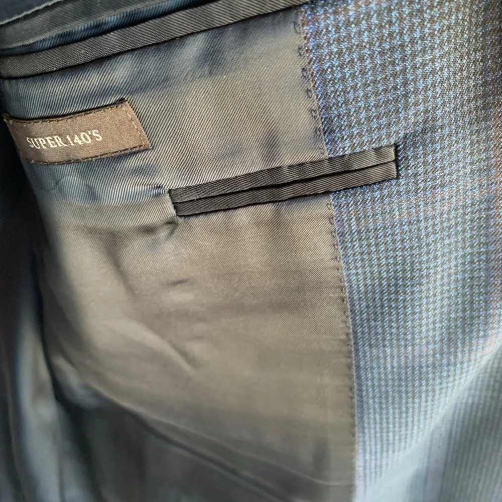 Canali Plaid Blue Sport Coat 42R - Picture 4 of 5